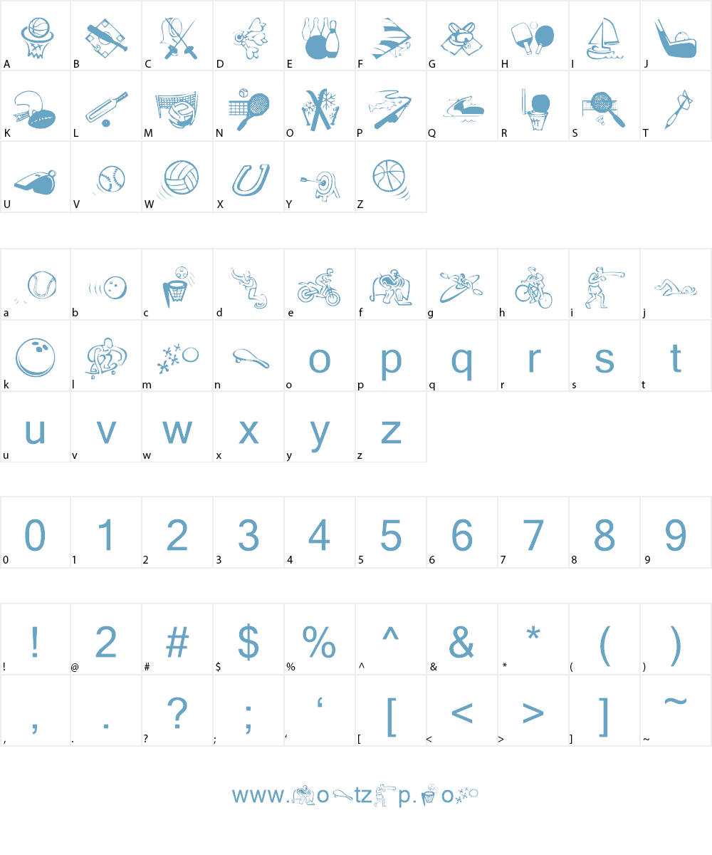 KR All Sport Font Character